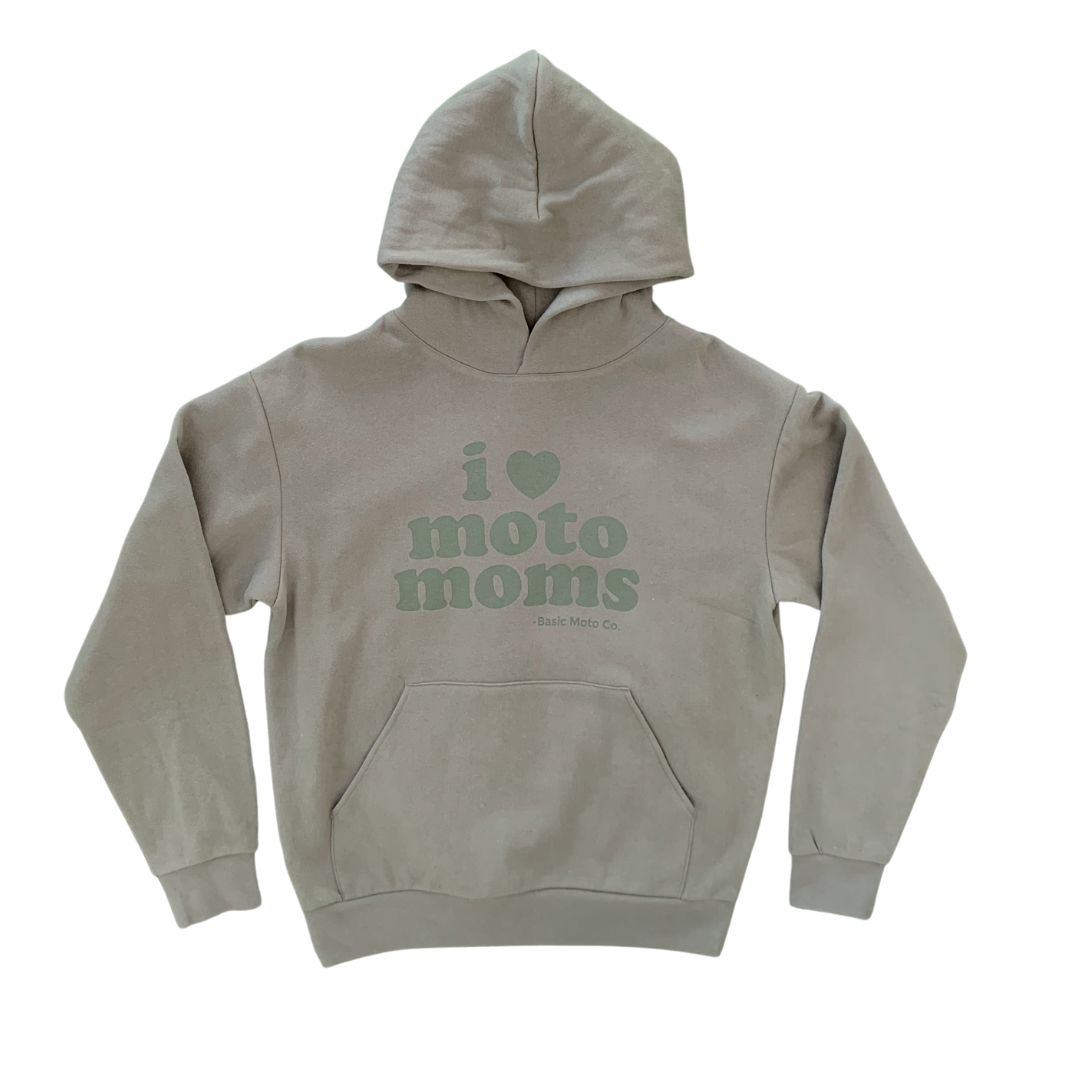 I Heart Moto Moms Hoodie - Olive Green