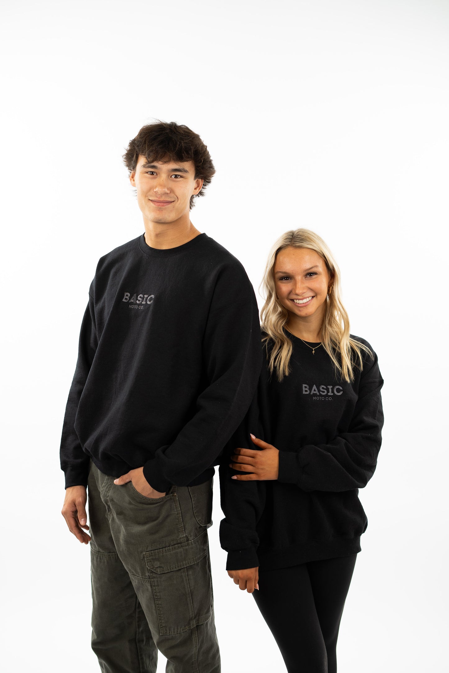 Basic Moto Co. Embroidered Crewneck - Black on Black