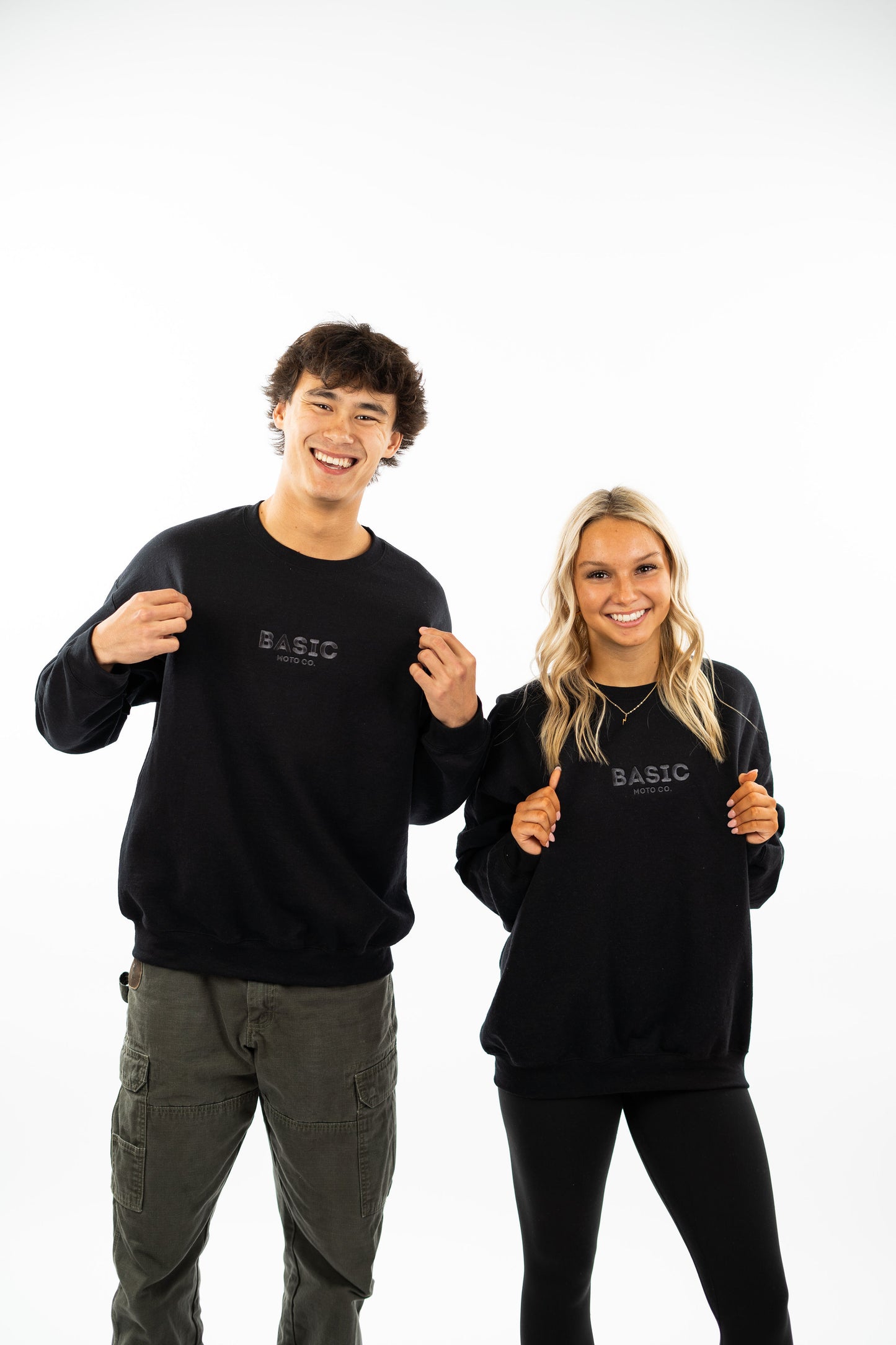 Basic Moto Co. Embroidered Crewneck - Black on Black
