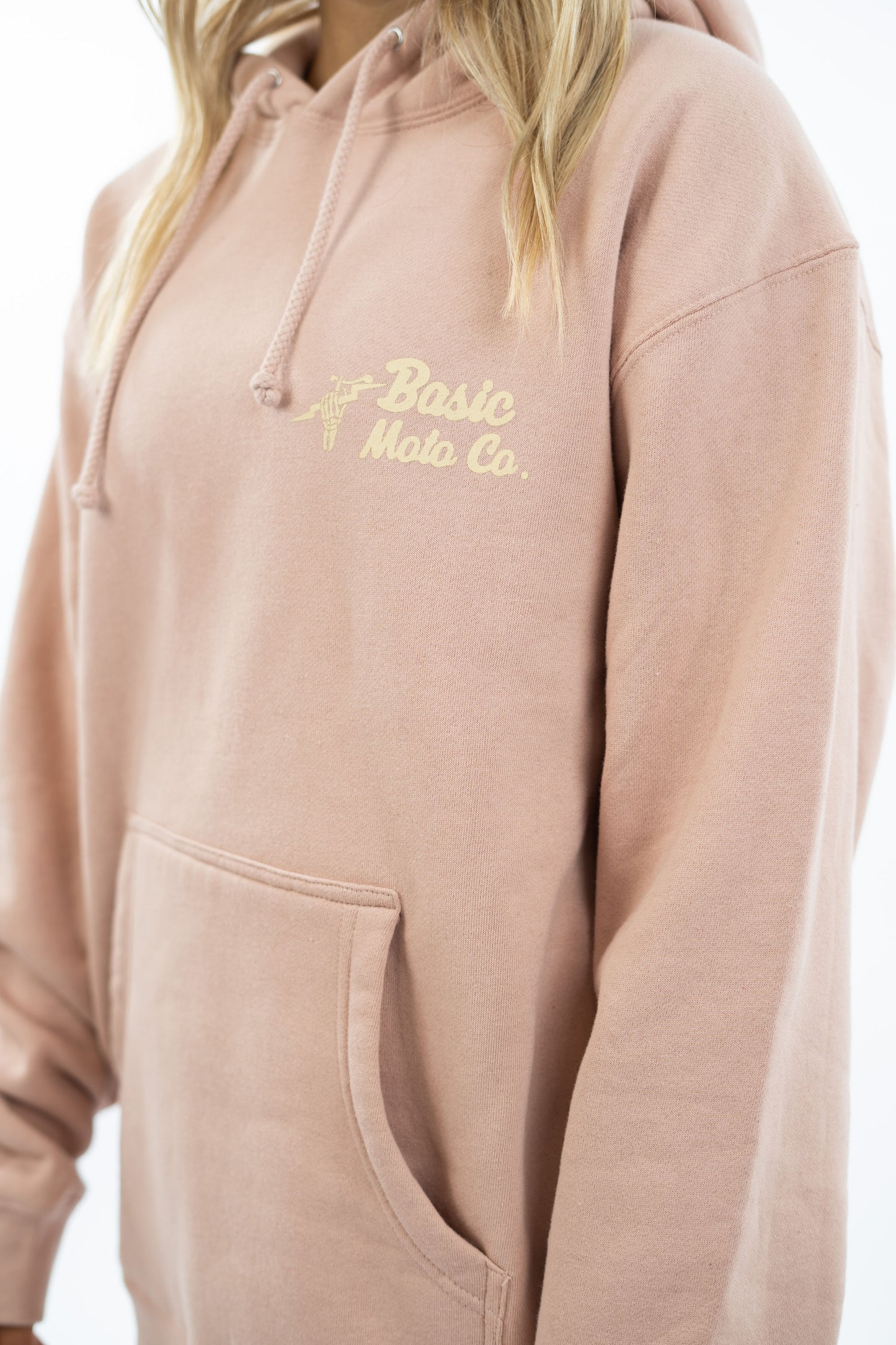 Basic Moto Checkers Heavy Weight Hoodie - Dusty Pink