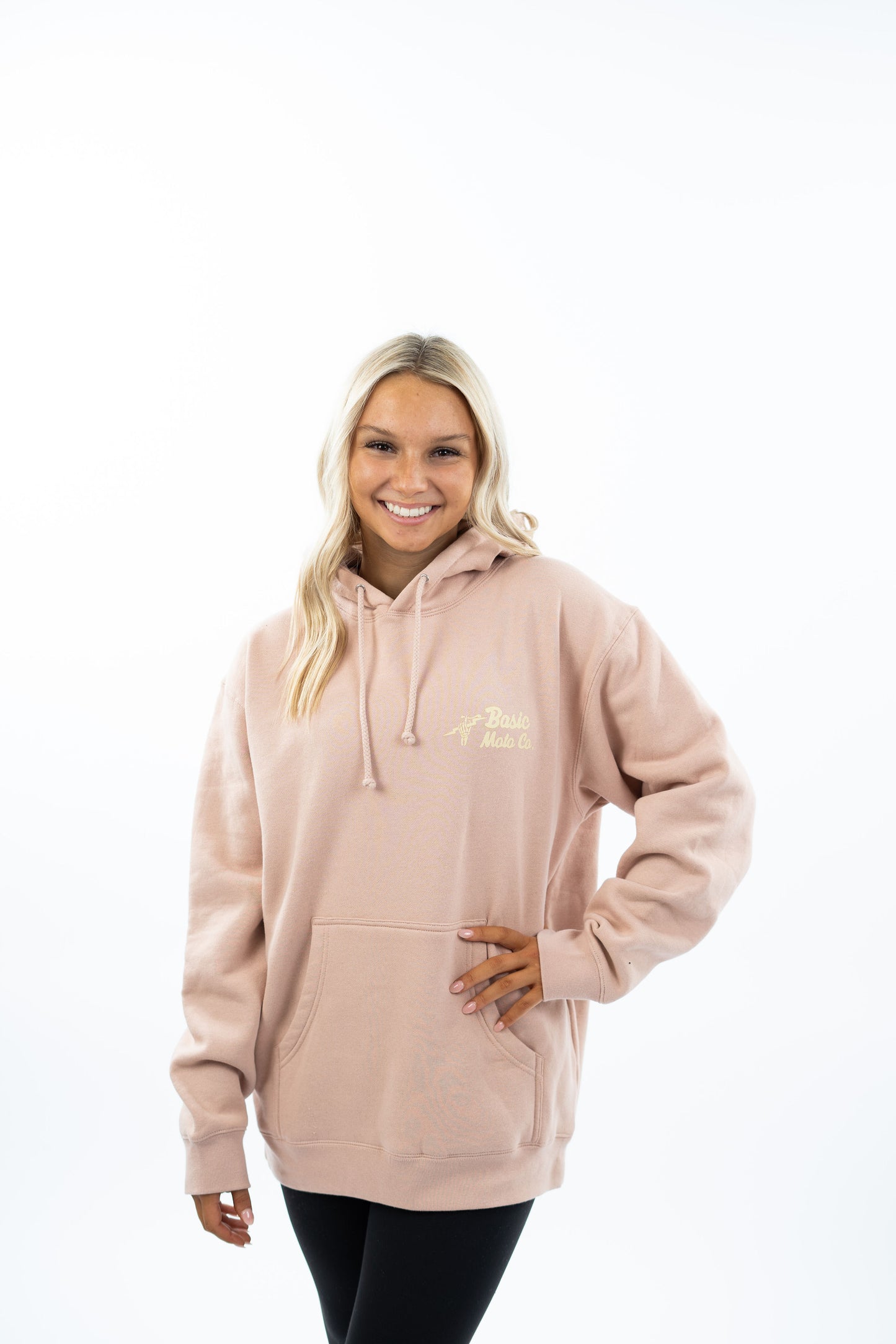 Basic Moto Checkers Heavy Weight Hoodie - Dusty Pink