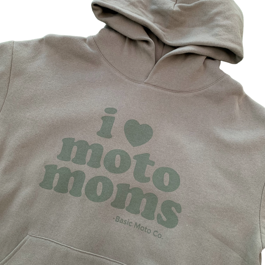 I Heart Moto Moms Hoodie - Olive Green
