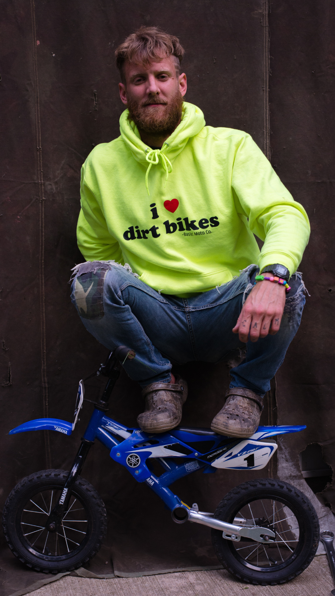 I Heart Dirt Bikes Hoodie - Safety Yellow