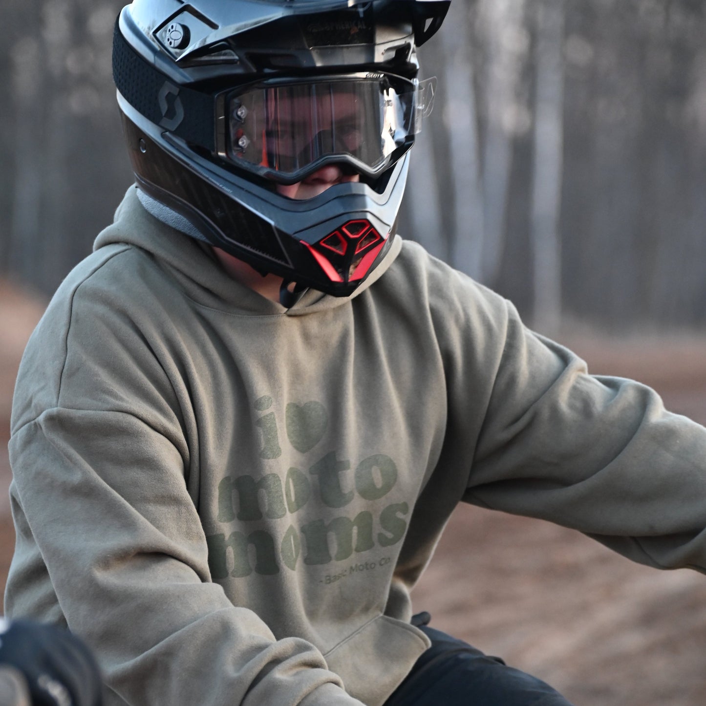 I Heart Moto Moms Hoodie - Olive Green