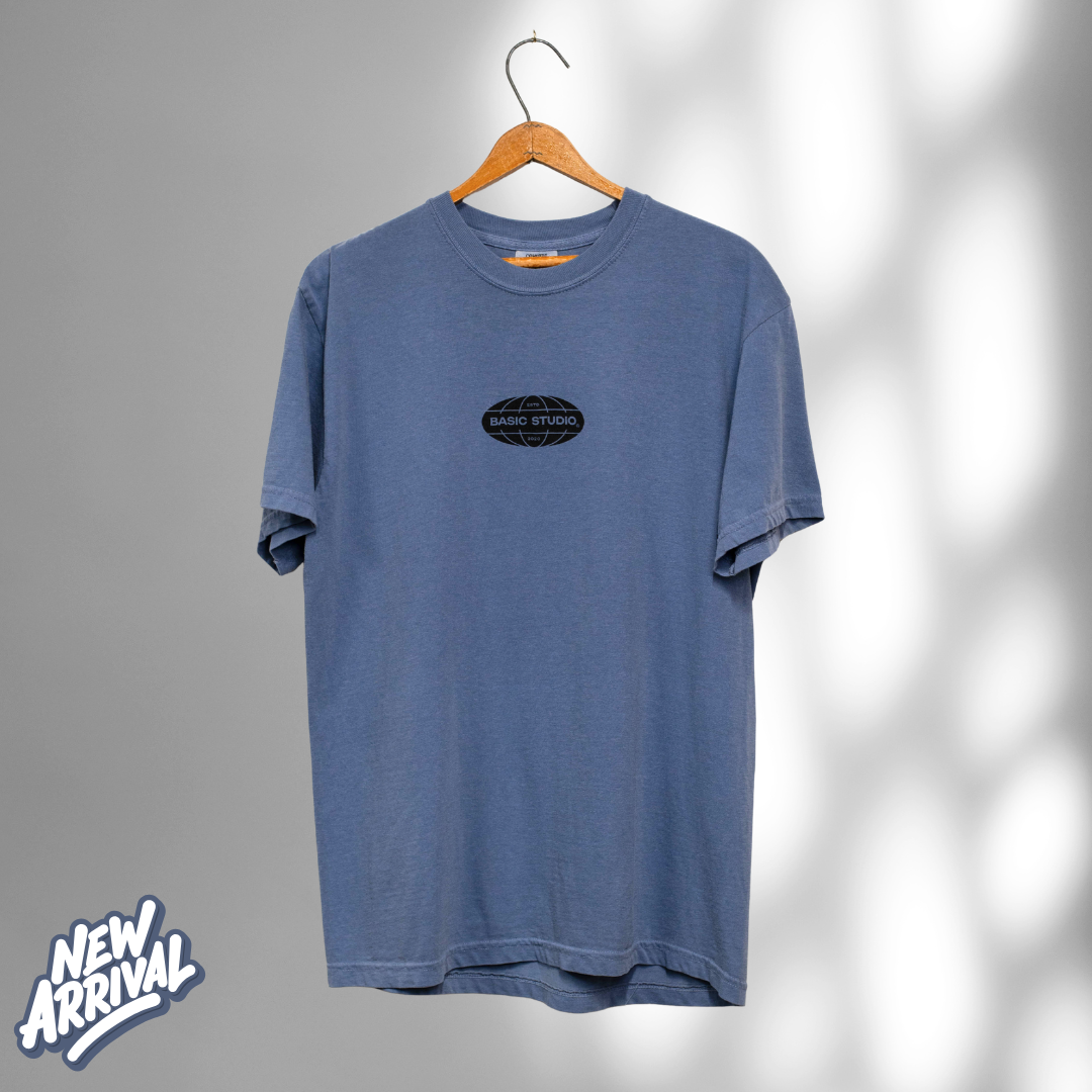 Basic Moto Culture Heavyweight Cotton T - Blue
