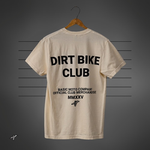 Dirt Bike Club - Heavyweight Cotton T-shirt - Cream