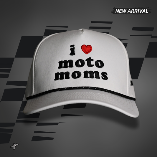 I Love Moto Moms Hat - White