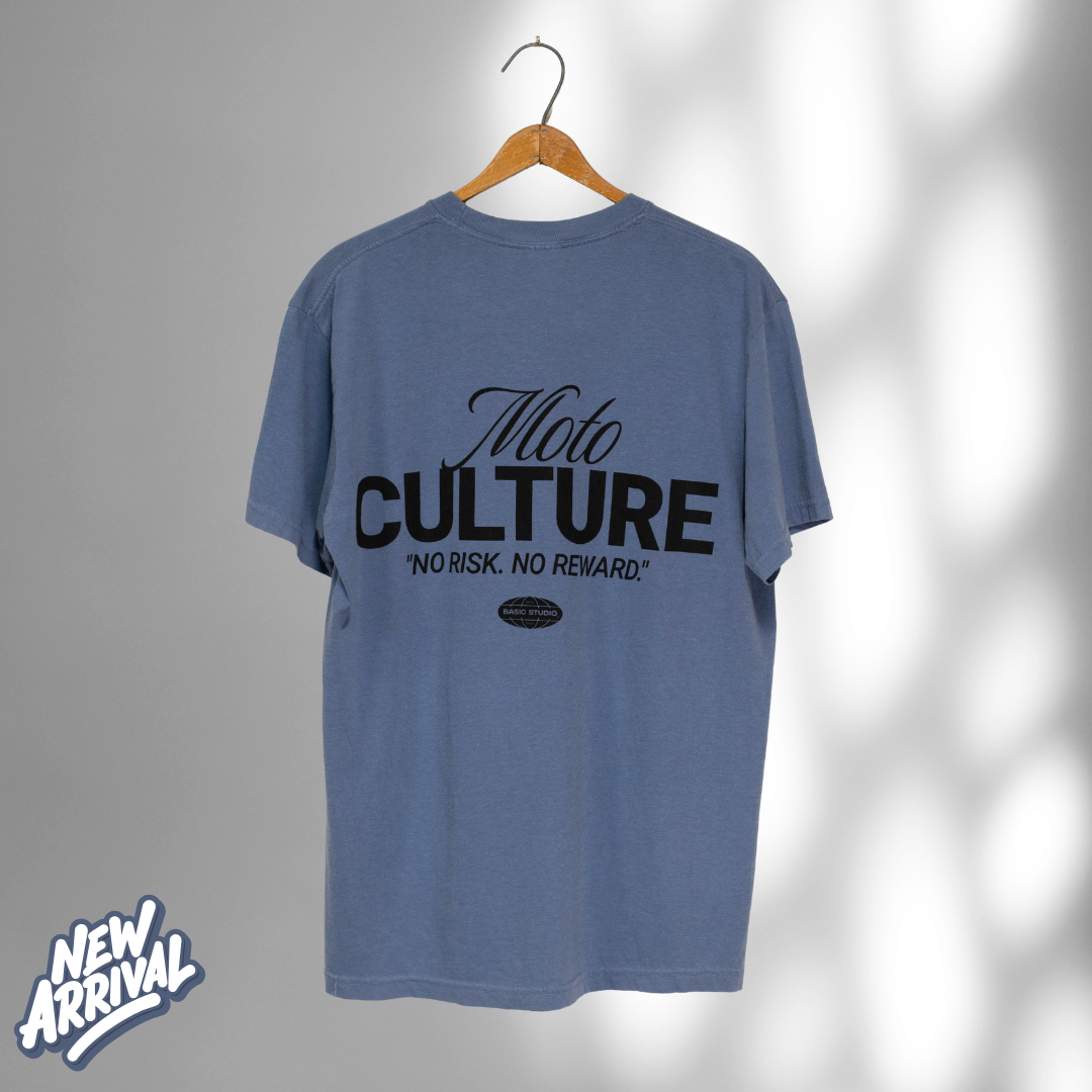 Basic Moto Culture Heavyweight Cotton T - Blue