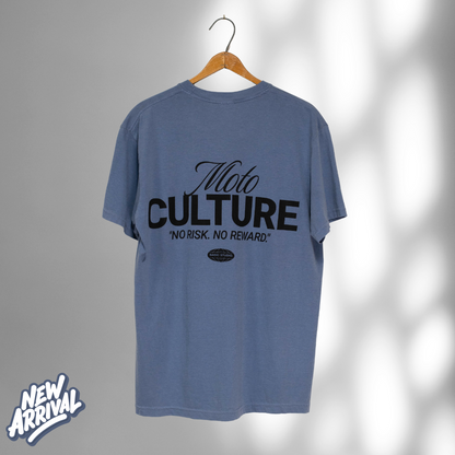 Basic Moto Culture Heavyweight Cotton T - Blue