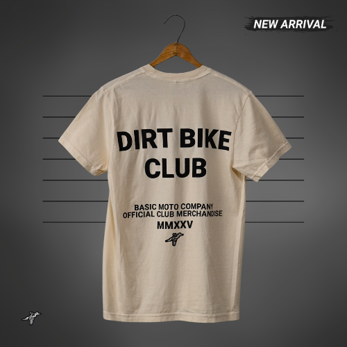 Dirt Bike Club - Heavyweight Cotton T-shirt - Cream