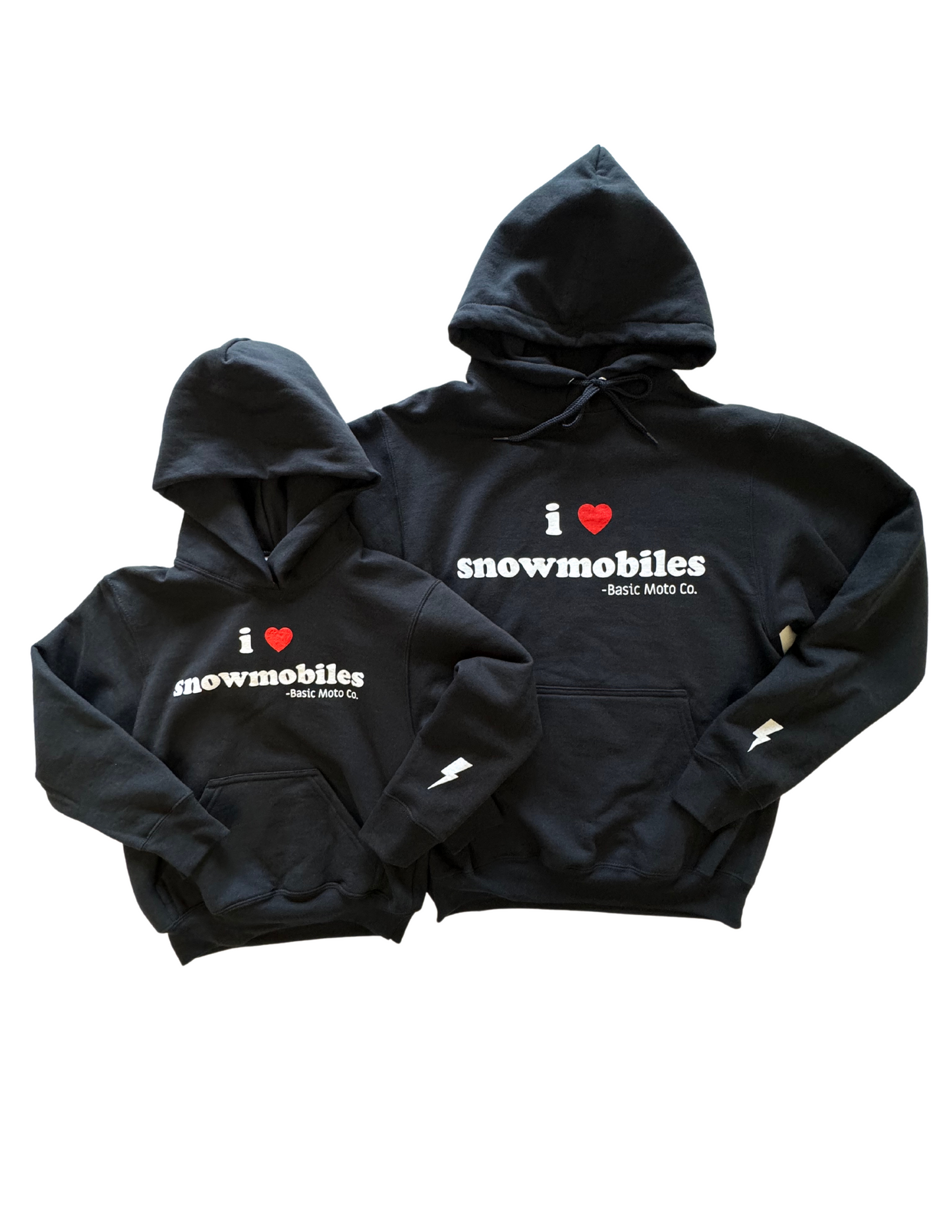 I Heart Snowmobiles- Hooded Sweatshirt - Black