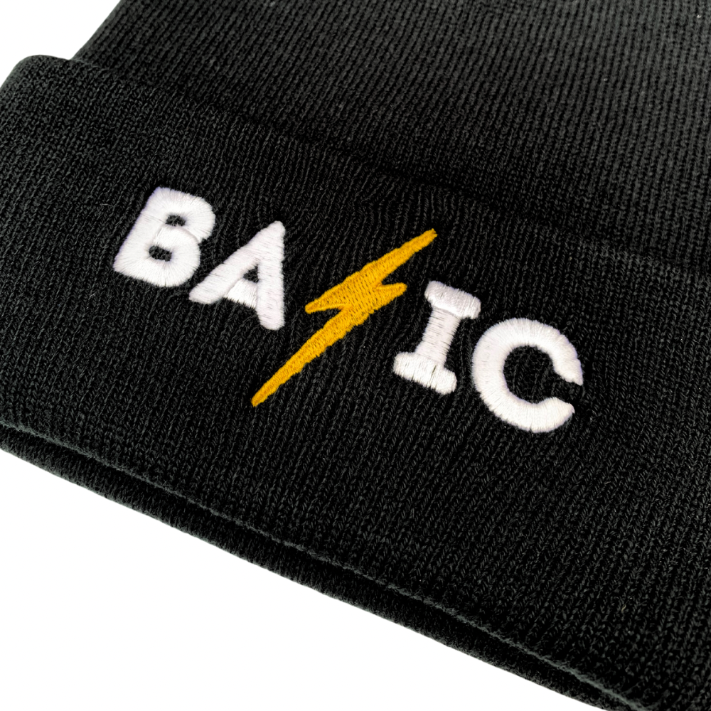 Lightning Strike Knit Beanie - Black