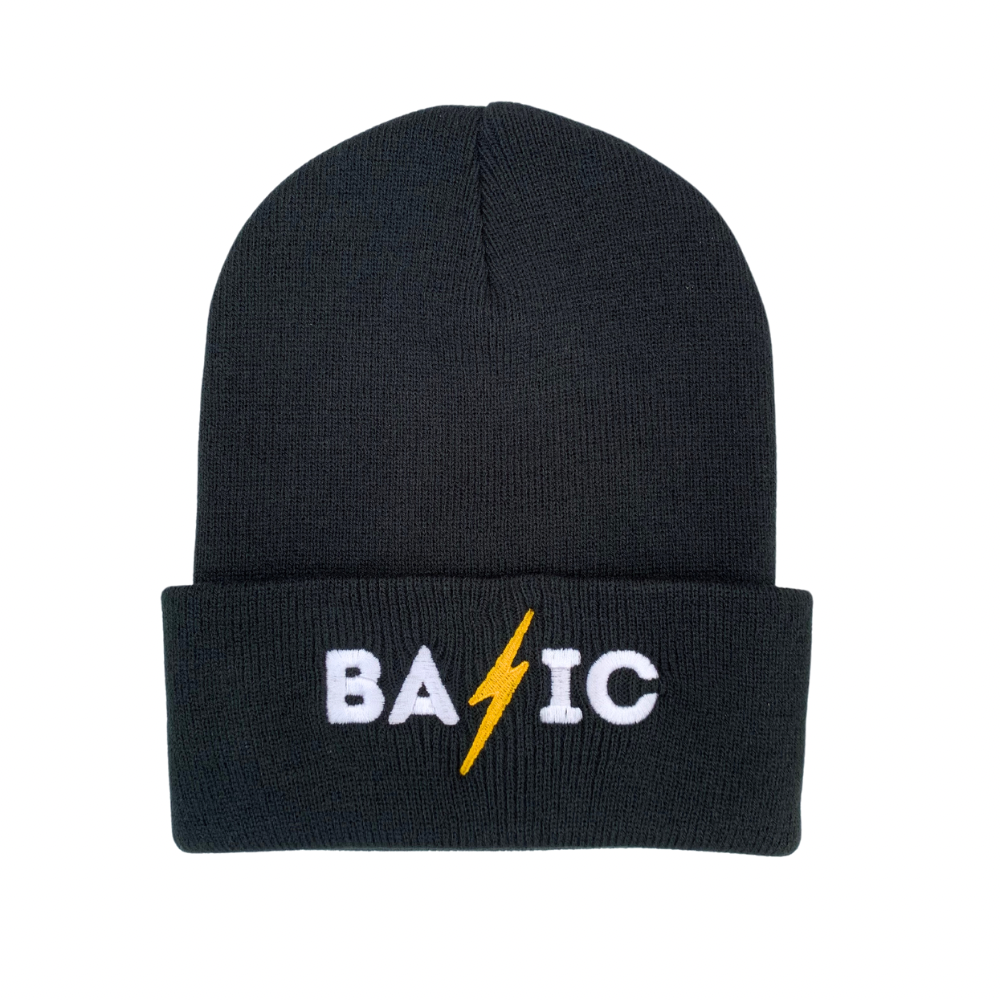 Lightning Strike Knit Beanie - Black