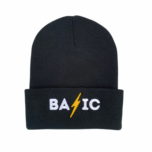 Lightning Strike Knit Beanie - Black