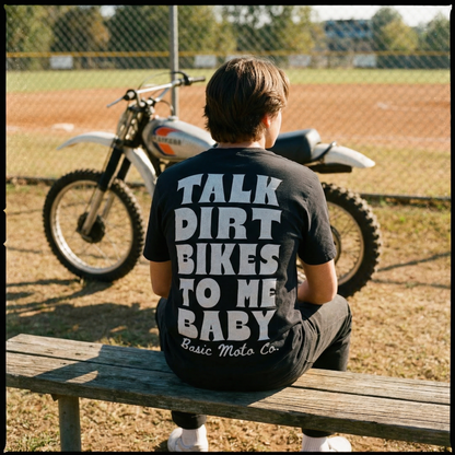 Talk Dirt Bikes To Me Baby Heavyweight T-Shirt