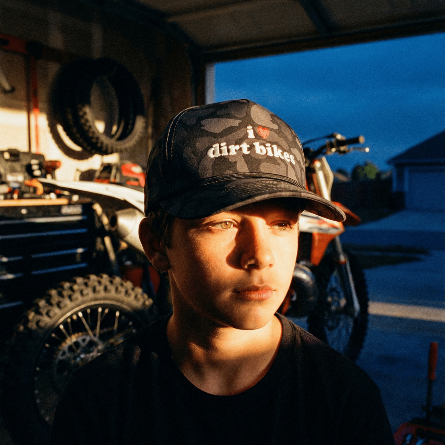 I Love Dirt Bikes Hat Dark Camo