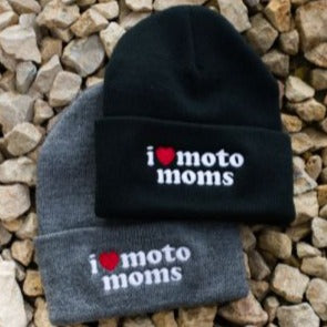I Heart Moto Moms - Knit Beanie - Gray