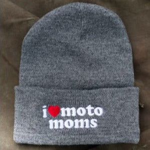 I Heart Moto Moms - Knit Beanie - Gray
