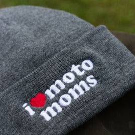 I Heart Moto Moms - Knit Beanie - Gray